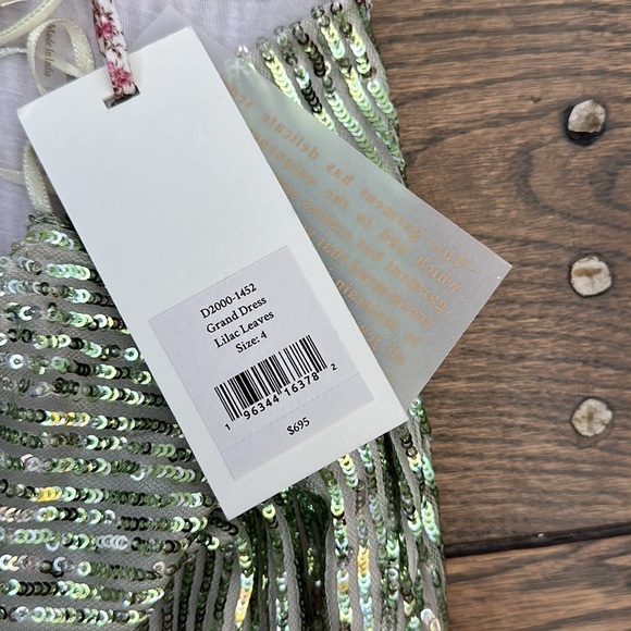 NWT LoveShackFancy Grand Scoop Neck Ombre Sequin Maxi Dress Lilac Leaves Mermaid - Picture 7 of 8